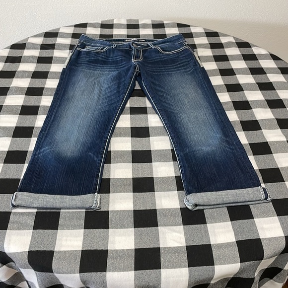 Buckle BKE Culture Cropped Capri Jeans Size 30 x 26 Stretch Metallic Flap Pocket - Picture 2 of 13